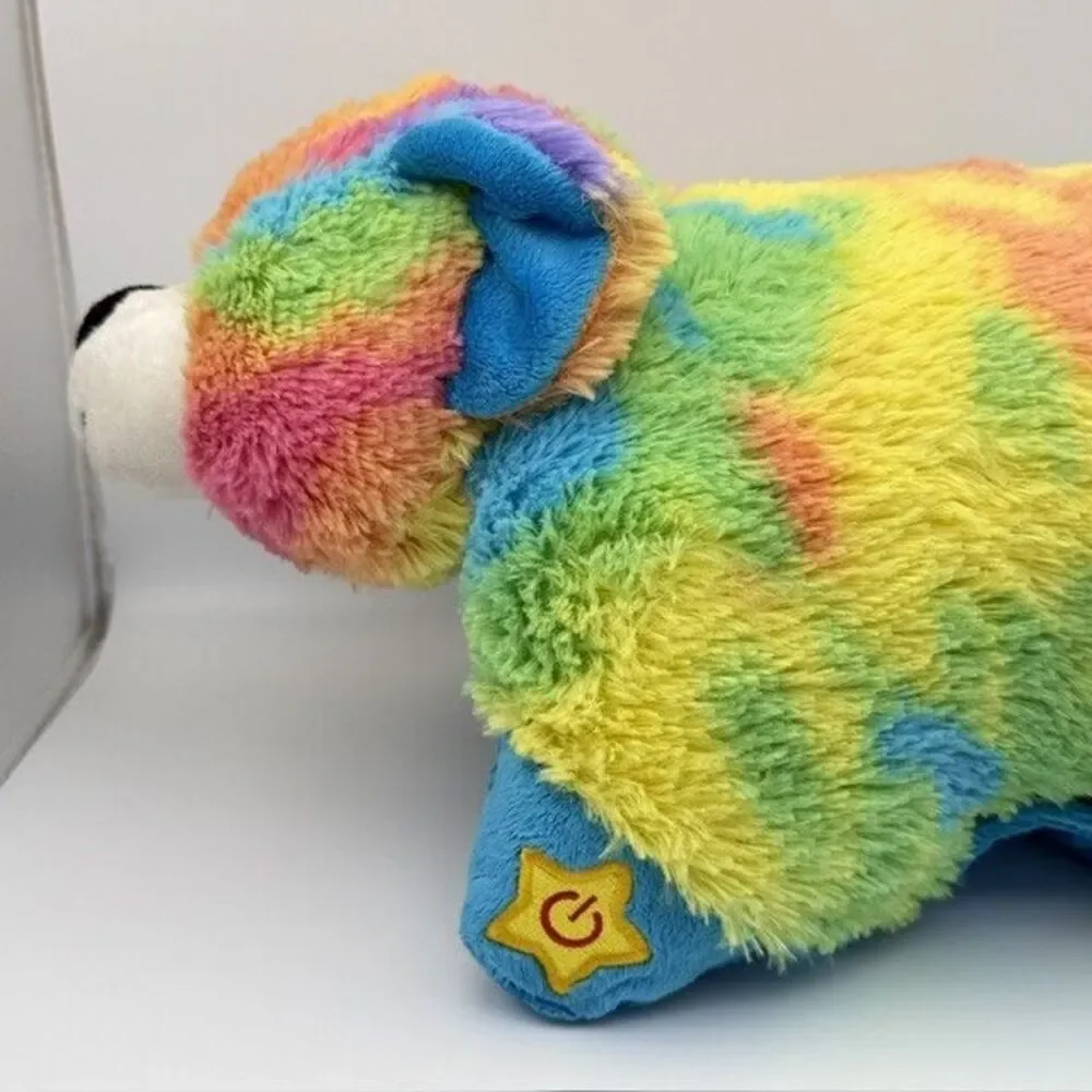 Pillow Pets Glow Pet Light Up Rainbow Tie Dye Bear 2013 Nite Lite Tested Working